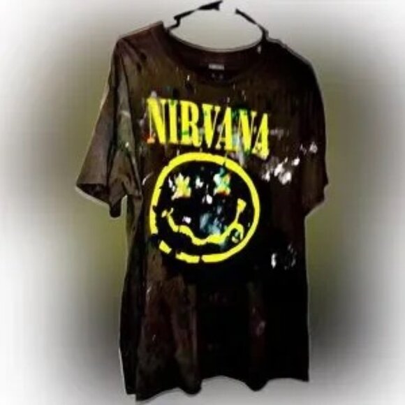 NWOT nirvana face t distressed original rare hand painted rare distressed KURT T - Picture 9 of 14